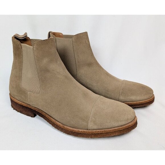 TAFT Outback Chelsea Boots Men 43 US 10 Taupe Suede Leather Ankle Booties Shoes - Picture 2 of 13